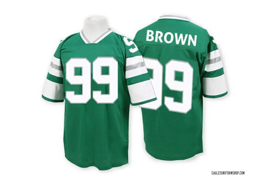 Mitchell and Ness Jerome Brown Philadelphia Eagles Men's Authentic Green Mitchell And Ness Throwback Jersey
