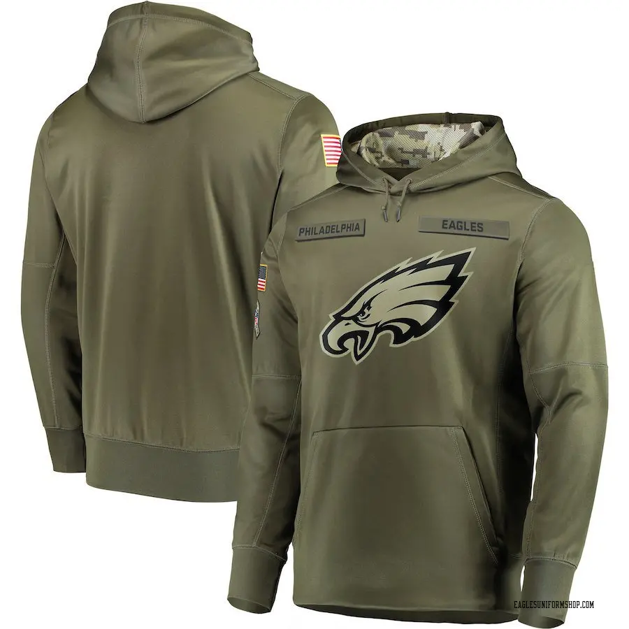 Men's nike olive philadelphia eagles salute to service sideline therma performance pullover hoodie clearance